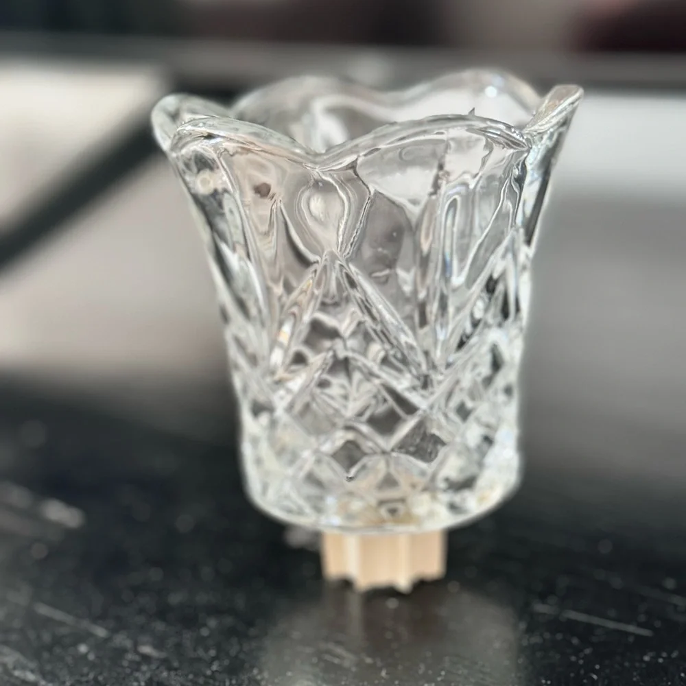 1/ Home Interiors Clear Cut Glass Diamond Pattern Votive Candle Holders